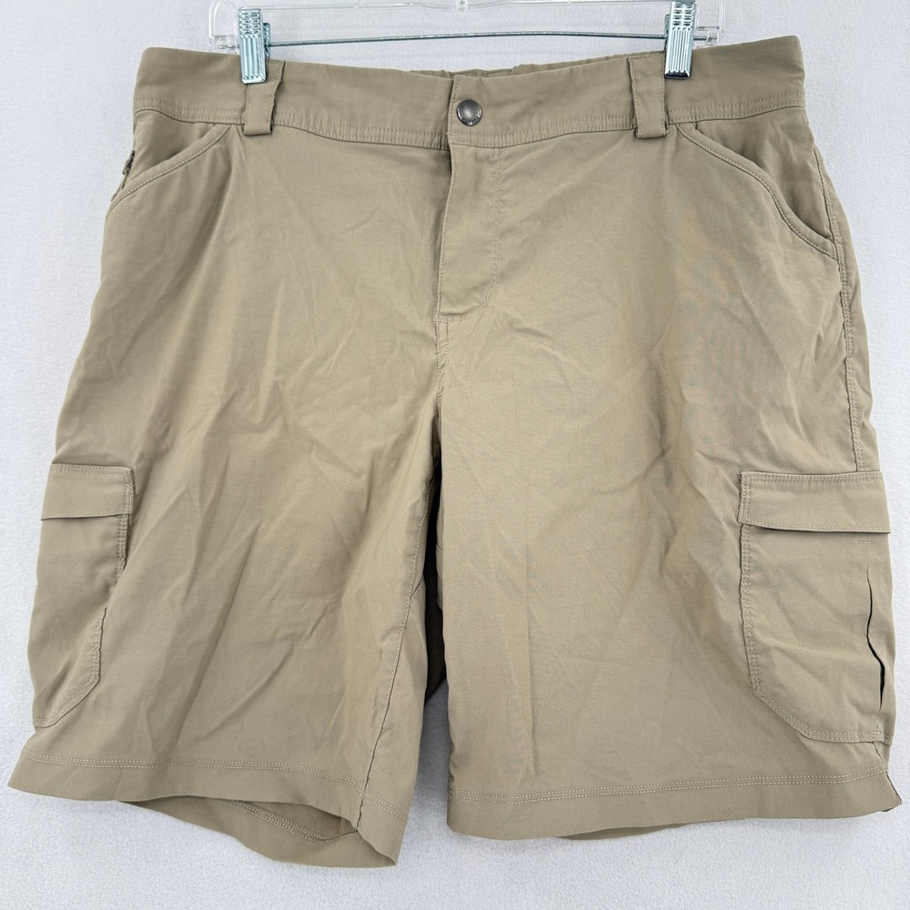 Duluth Trading Co Cargo Shorts Womens 16 Khaki Dry on the Fly Hiking 46733